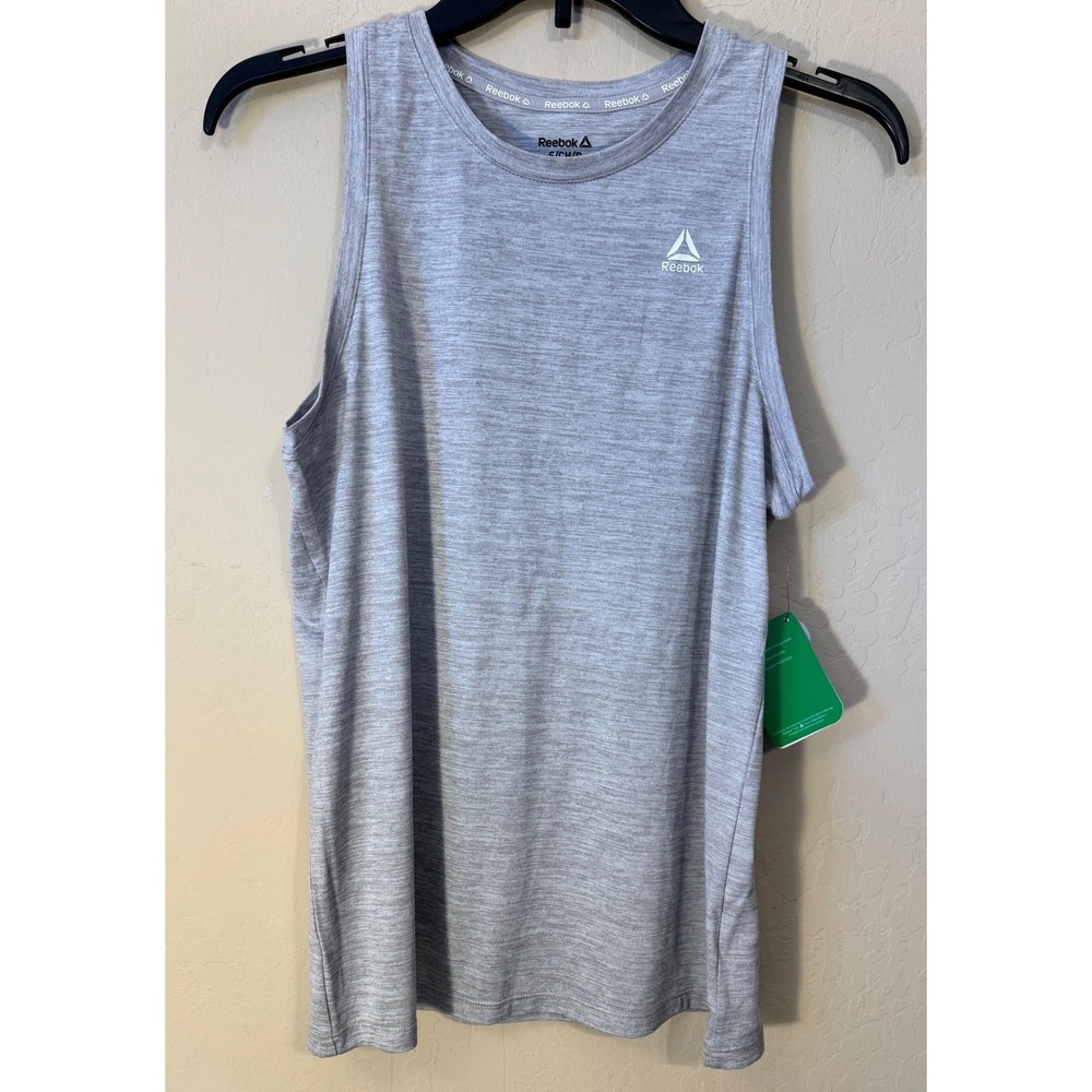 Reebok Tank Top Women Small Opal Gray Activewear Space Dye Sleeveless NEW